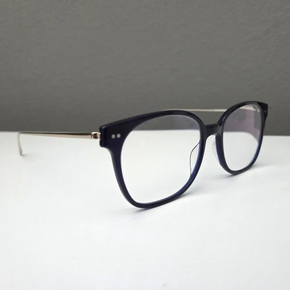Warby Parker Tilden 3355 Eyeglasses Navy Blue Gold Frame 54-18-140 Case